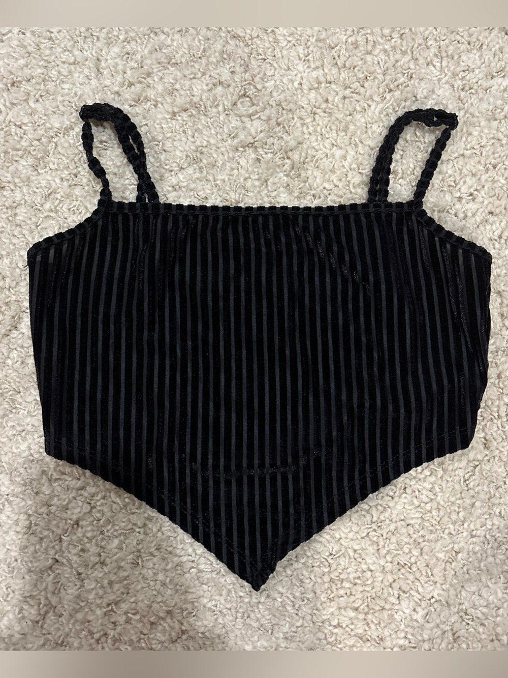Y2K Women’s Ribbed Black Grunge Bandana Bandeau Cropped Crop Top Size Small